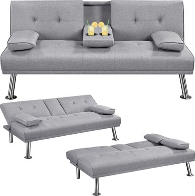 Yaheetech Klappbares Schlafsofa mit Schlaffunktion Gästebett Couch Sofa Bettsofa mit Großer Liegefläche Tagesbett Sofabett Polstersofa 350kg belastbar