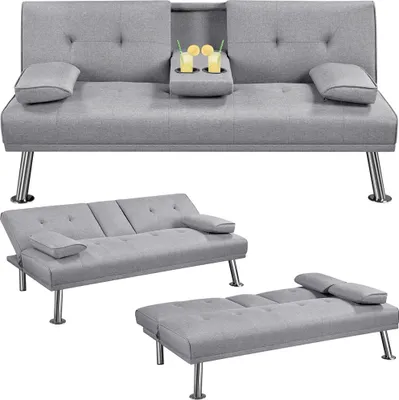 Produktbild von Yaheetech Klappbares Schlafsofa mit Schlaffunktion Gästebett Couch Sofa Bettsofa mit Großer Liegefläche Tagesbett Sofabett Polstersofa 350kg belastbar