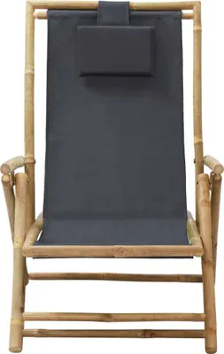 Produktbild von vidaXL Relaxstuhl Verstellbar Dunkelgrau Bambus und Stoff