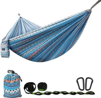 Produktbild von Outdoor Hängematte Camping Hängematte Ultraleichte und Tragbare Reisehängematte 200 kg Tragfähigkeit Mit Schnalle, Größe: 260*140cm, Farbe: Blau