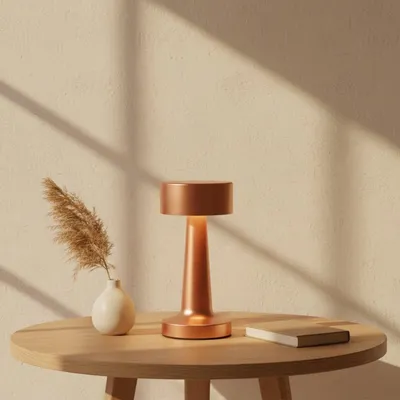 Productafbeelding van OMNIEXA Tafellamp - Rosé Goud - Dimbaar en Draadloos - Luxe Oplaadbare LED Lamp - Aluminium Design