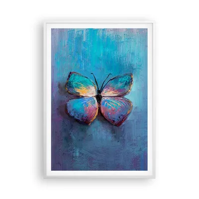Produktbild von Gerahmtes Poster - Weißer Rahmen - Handschriftlich Schmetterling Blau - 70x100 cm - Wand Bild - Wanddeko - Wandbilder - Kunstposter - Wandposter - Bilderrahmen - Bilder - Kunstdruck - P2WPA70x100-4470