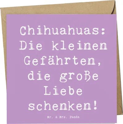 Produktbild von Mr. & Mrs. Panda Grußkarte Spruch Chihuahua Liebe - Lavendeltraum - Geschenk, kleine Gefährten, anlasskarte, treue Freunde, doppelkarte, Klappkarte, Hundeliebhaber, Hunde
