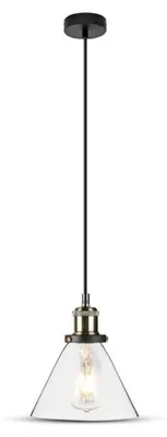 Immagine prodotto di V-TAC VT-7185 Portalampada LED lampadario pendente a campana in vetro trasparente E27 Elegant Stylish Ф180mm SKU 3738
