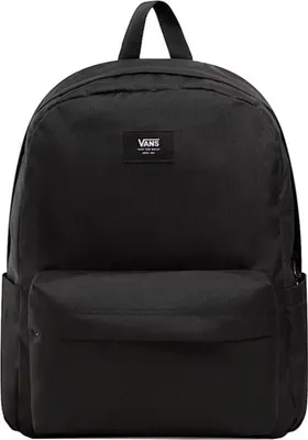 A black Vans Old Skool backpack is shown against a white background.