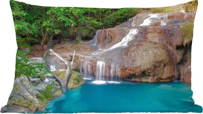 Produktbild von MuchoWow® Zierkissen Sofakissen Wohnzimmer Dekokissen 50x30 cm Wasserfall - Felsen - Landschaft - Wohnzimmerdekoration - Polster mit Photo