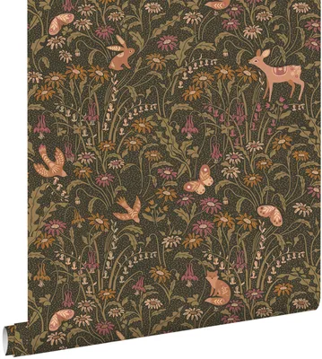 Productafbeelding van ESTAhome behang vintage bosdieren donkergroen 50 x 900 cm