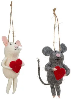 Produktbild von 2 Stück Mäuse Filzanhänger 11cm Christbaumschmuck Geschenkanhänger Dekoanhänger