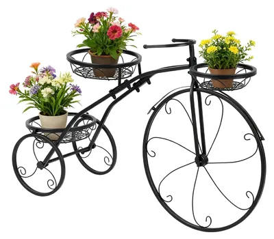 Image de Étagère à plantes à 3 niveaux, design vélo vintage, pour intérieur et extérieur