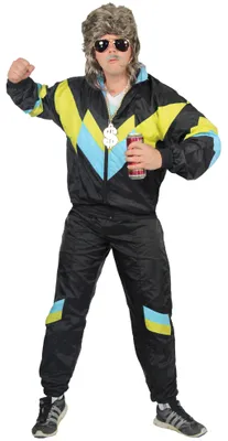 Produktbild von 80er Jahre Trainingsanzug Kostüm für Herren - schwarz gelb babybla, Größe:M