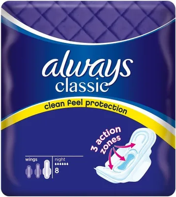 Produktbild von Always Classic Night Sanitary Napkins with Wings Size 3