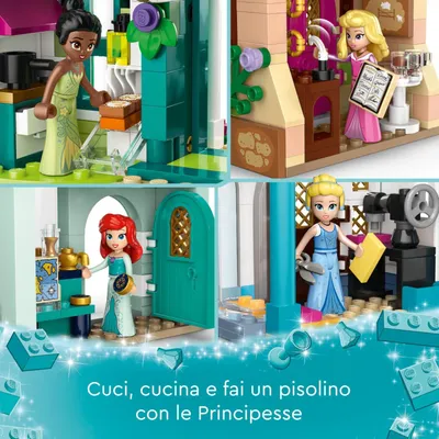 Zdjęcie produktu dla LEGO ǀ Disney Princess: Przygoda księżniczki Disneya na targu, Kreatywne Zabawki do Zbudowania dla Dziewczynki i Chłopca od 6 Lat, z Minilaleczkami Arielki, Aurory, Tiany i Kopciuszka, 43246