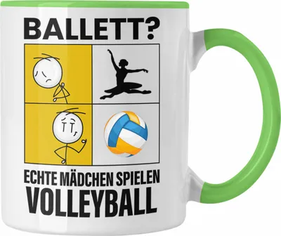Produktbild von Trendation - Volleyball Mädchen Tasse Sport Geschenk Frauen Echte Mädchen Spielen Volleyball-Spielerin (Grün)