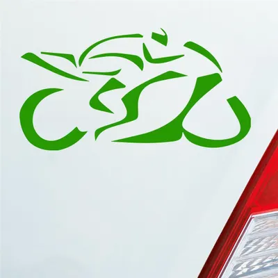 Produktbild von Auto Aufkleber Motorrad Mopped Biker Racing 12x6 cm Hellgrün Sticker Heckscheibenaufkleber