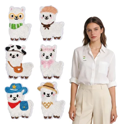 Strickpatches Alpaca 6 Stück zum Aufbügeln für Kleidung