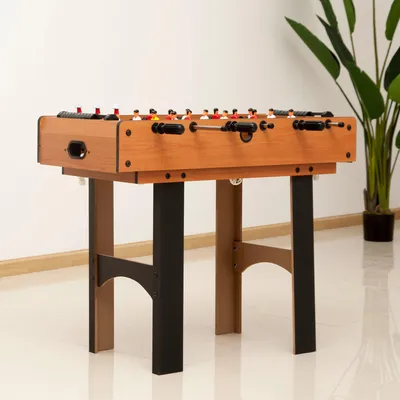 Produktbild von Multispieltisch 4-in-1 Tischkicker Airhockey Billard Tischtennis, Spieltisch MDF, Naturholz+Schwarz | 92 x 78 x 80 cm | 14 kg | 4 Spiele