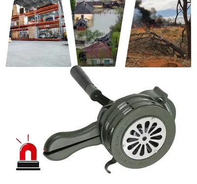 Image de Sirène à manivelle, en alliage d'aluminium, puissance sonore de 110 dB, hauteur de 23 cm, fonctionnement manuel, portée de transmission de 1000 mètres