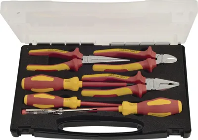 Image de Jeu de pinces et d'outils, 7 pièces, coffret en plastique à compartiments multiples, VDE