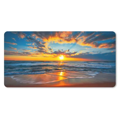 Produktbild von MuchoWow® Schreibtischunterlage Meer - Sonnenuntergang - Strand - Wolken - Orange 80x40 cm - XXL Mauspad - Gaming Mauspad