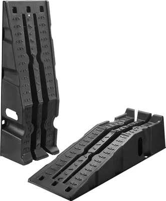 Image de Rampes d'accès & rampes de chargement - Kit de 2 rampes de service - Hauteur de levage 17 cm - Capacité de charge 1814 kg par rampe - Portable - Pour voitures & camions - Pour entretien, vidange & réparation - Noir