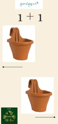 Obrázok produktu pre 1+1 plastový balkónový kvetináč – terakota – UV odolné kvetináče s háčikmi – mrazuvzdorné kvetináče – 20 x 28 x 25 cm