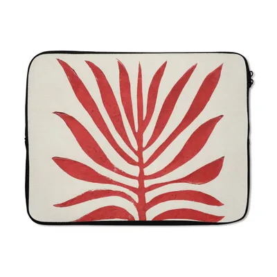 Produktbild von MuchoWow® Laptop Hülle 15 Zoll Pflanze - Rot - Blätter - Abstrakt Laptoptasche - Laptoptasche - Sleeve - Rundum-Schutz