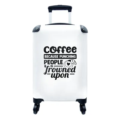 Produktbild von MuchoWow® Koffer Handgepäck Trolley Rollkoffer Kleine Reisekoffer mit 4 Rollen - Kaffee - Sprichwörter - Schwarz - Weiß - Cabin Size < 55x40x23 cm & 55x40x20 cm - Fotokoffer - Kabinenkoffer - Boardgepäck - Reise-Box - Reisekoffer - Reisegepäck - Koffer mit Bild - Trolley für Kinder