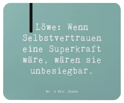 Produktbild von Mr. & Mrs. Panda Mouse Pad Spruch Löwe Superkraft - Meeresbrise - Geschenk, Sternzeichen, laptop mousepad, Geschenke, Astrologie, pc mauspad, Horoskop, Persönlichkeit