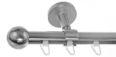 Produktbild von Innenlauf Gardinenstange Edelstahl Look 20mm Deckenträger Deckenbefestigung 1-läufig Kugel, Länge wählbar D30 E33