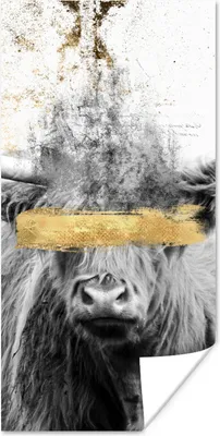 Produktbild von MuchoWow® Poster Schottischer Highlander - Gold - Abstrakt 20x40 cm - Plakat - Foto