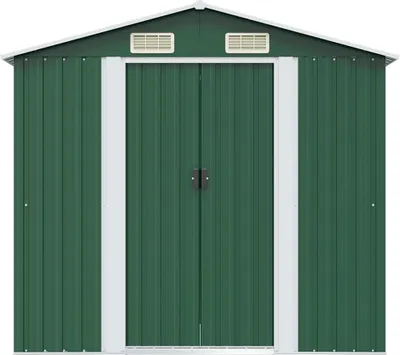 Image de vidaXL Abri de jardin vert métal 204 x 132 x 186 cm