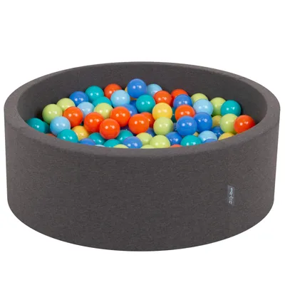 Obrázek produktu pro KiddyMoon 90x30cm/300 míčků ∅ 7cm Kulatý Suchý Bazén s míčky Certifikováno vyrobeno v EU, Šedá: Světle Zelená/Oranžová/Tyrkysová/Modrá/Dětská Modrá/Žlutá