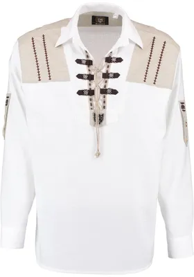 Produktbild von Trachtenhemd für Lederhosen mit Verzierung weiß, Größe:S