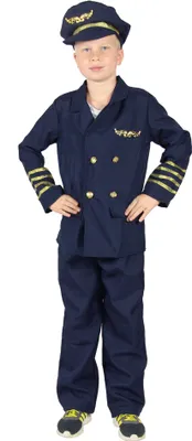 A young boy wearing a pilot costume.