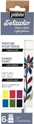 Zdjęcie produktu dla Zestaw 6 kolorów Setacolor do jasnych tkanin - 6 x 20 ml