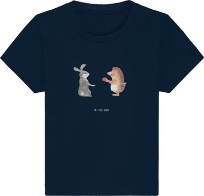 Produktbild von Mr. & Mrs. Panda  T-Shirt Hase Igel 0. - 6. Monat - French Navy - Geschenk, Lustige Sprüche, Organic Baby Shirt, Herzschmerz, Liebe Spruch, Baumwollshirt, Trösten, und