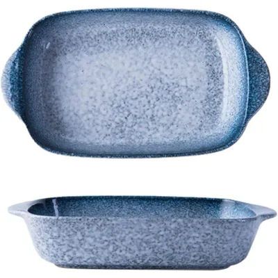 Immagine prodotto di Set da 2 contenitori in Vetroceramica rettangolari per sformati, dimensioni 24x13x4,5 cm, colore blu, design giapponese