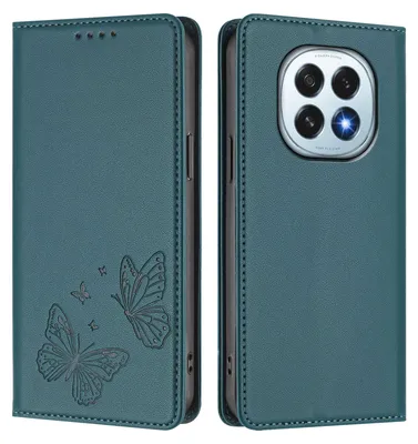 Image de Étui en cuir pour Oppo F29, motif papillon, étui portefeuille à rabat avec support, vert