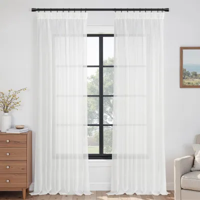 Transparente Vorhänge mit Rüschen, 140x260 cm, 2er-Set, Polyester