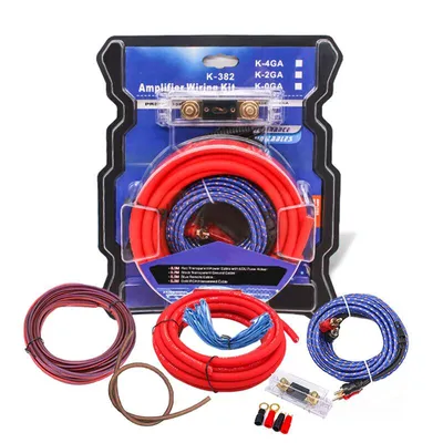 Image de Jeu de câbles audio pour amplificateur automobile Câbles pour caisson de basses 2000 W Jeu de 4 câbles Jeu de câbles pour amplificateur automobile Jeu de connecteurs Câbles d'amplificateur Câbles de raccordement