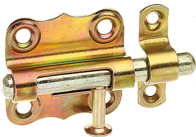 Produktbild von Alberts Grendelriegel | mit Knopfgriff und ohne Feder | galvanisch gelb verzinkt | Platte 39 x 38 mm | Bolzen-Ø 8 mm | 12er Set