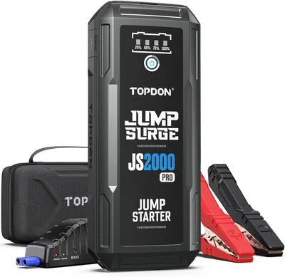 Immagine prodotto di Avviatore di emergenza - Booster di avviamento - Dispositivo di avviamento di emergenza - Per veicoli a 12V - Potenza di picco: 2000 A