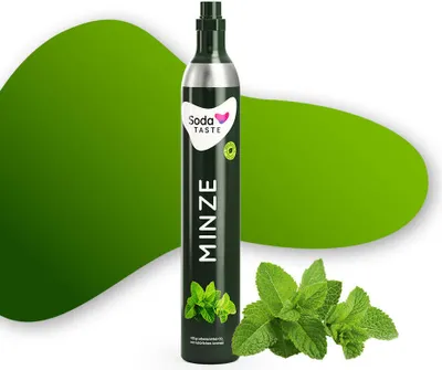 Produktbild von SodaTASTE Minze - CO2-Kaufzylinder (Reservezylinder), zuckerfrei für bis zu 60l gesprudeltes Wasser mit Geschmack