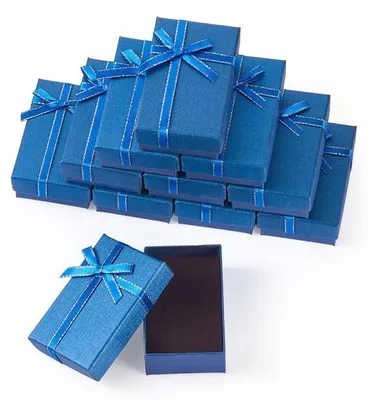Obrázok produktu pre Modré darčekové krabičky z kraftpapieru – 12 kusov – ideálne na Deň matiek – 8,3 x 5,35 x 2,7 cm