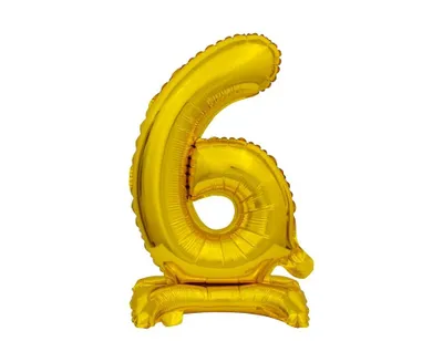 Image de Ballon transparent chiffre 6 or debout