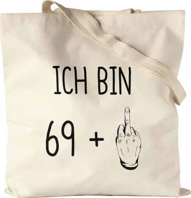 Produktbild von 70. Geburtstag Jutebeutel Stoffbeutel Canvas Mittelfinger Humorvolle Geschenkidee Runder Geburtstag 70 Jahre Alt Originell