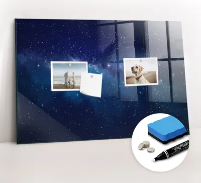 Produktbild von Magnetpinnwand Memoboard - Zubehörsatz - Weißer Marker + Schwamm + Magnete - 60 x 40 cm - Dunkle Himmelssterne