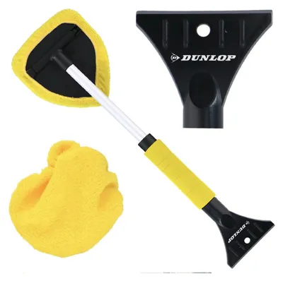 Immagine prodotto di Panno in microfibra con manico per vetri e raschietto 2 in 1 – Dunlop
