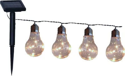 Produktbild von Solar LED Lichterkette "Mini-Bulby" klar 10 Kunststoff Birnen 190cm 1018