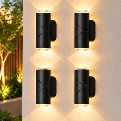 Produktbild von ZMH LED Außenleuchte 4er 10W Wand Außenwandleuchte IP65 Up Down 3000K Aussenleuchten Hauswand Außenbeleuchtung für Garten Wohnzimmer Balkon